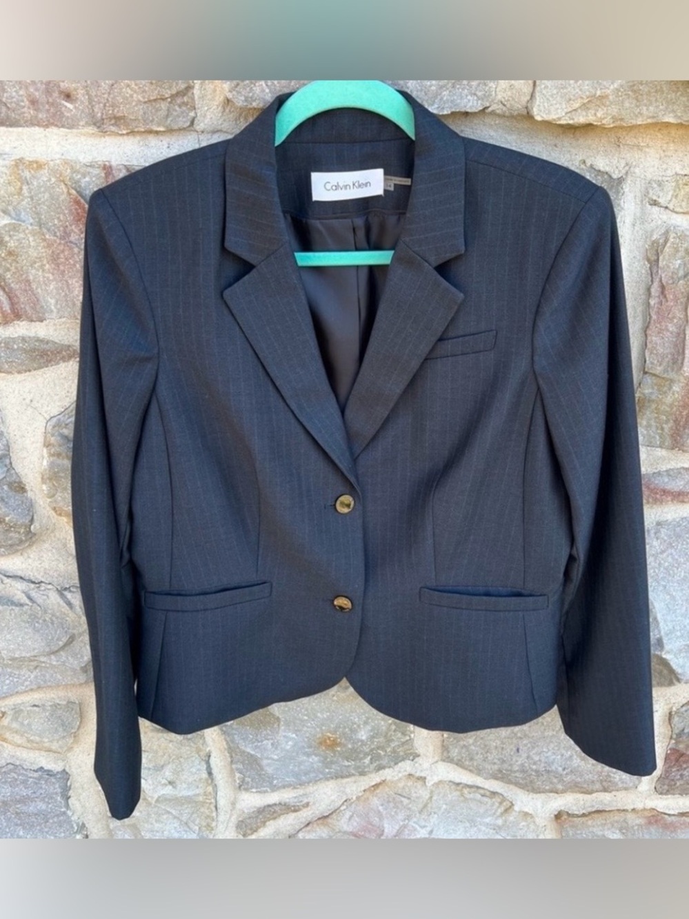 Calvin Klein Dark Gray
Pinstripe Single Breasted Blazer Size 14